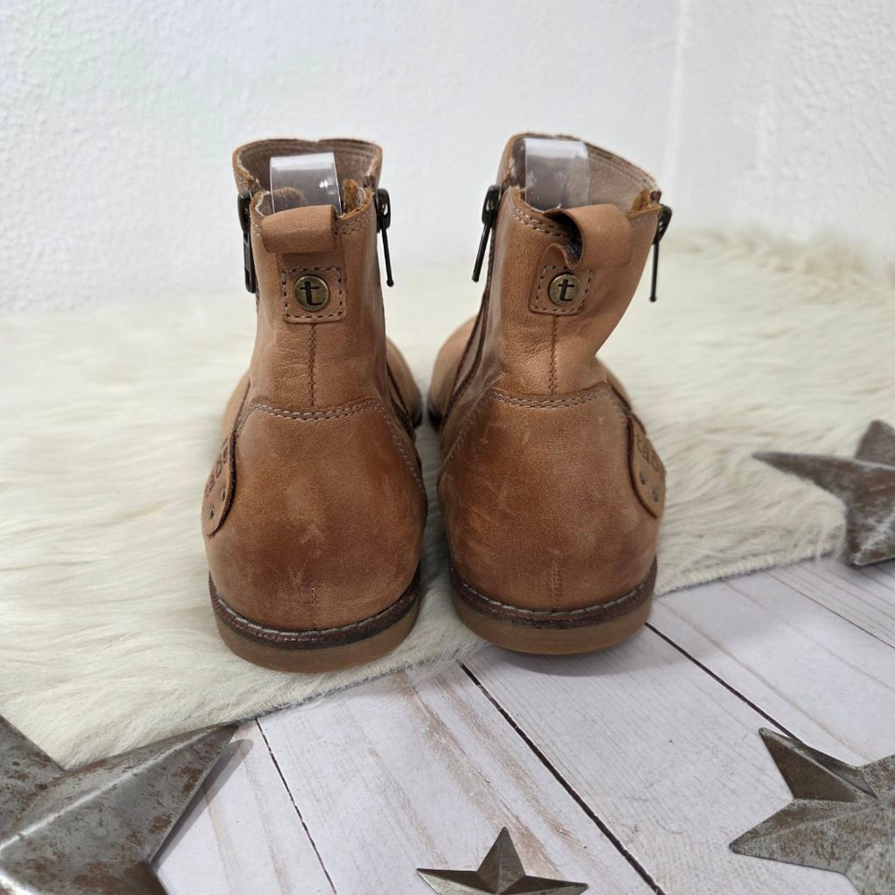 Taos Double Time ankle boots caramel brown leather two zipper women's size 10 - Picture 5 of 8